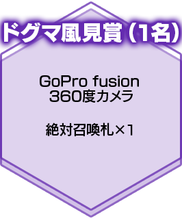ドグマ風見賞（１名）GoPro fusion 360度カメラ　絶対召喚札×１
